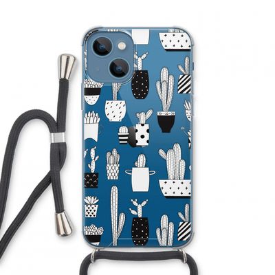 Cactusmotief: iPhone 13 mini Transparant Hoesje met koord
