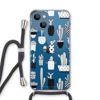 Cactusmotief: iPhone 13 mini Transparant Hoesje met koord