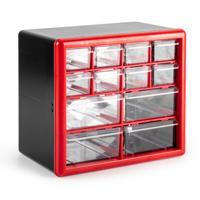 Sorteerbakjes spijkers/schroeven - 12x lades - 26 x 16 x 23 cm - opbergkastjes - ophangbaar - rood