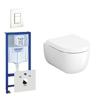 Clou Hammock Compact Toiletset - inbouwreservoir - wandtoilet - softclose - quickrelease - bedieningsplaat verticaal/horizontaal - wit 0720003/0729205/sw106248/sw106250/