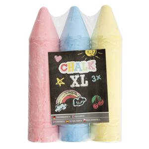 XL mega stoepkrijt - 3x stuks - roze/blauw/geel - L19 cm - Stoepkrijtjes