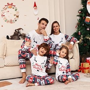 Familie-look Kerstmis Pyjama Brief School Rood Lange mouw Mama En Ik Outfits Actief Bijpassende outfits miniinthebox