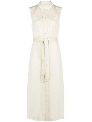 Calvin Klein robe-chemise ceinturée à design sans manches - Vert