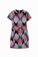 Arty jurk met psychedelische ruiten - MATERIAL FINISHES - L