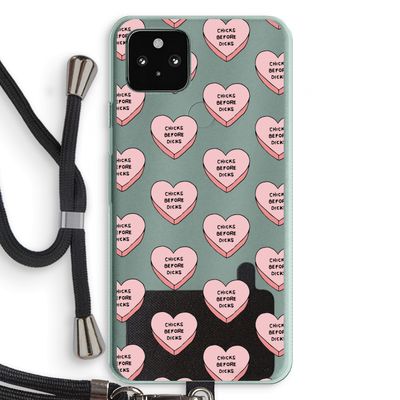 Chicks before dicks: Pixel 5a 5G Transparant Hoesje met koord