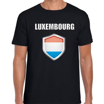 Luxemburg vlag thema landen t-shirt - zwart - voor heren - Supporters kleding - korte mouwen