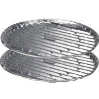 Barbecue grillschalen - 6x stuks - 35 cm - ovaal - RVS - bbq rooster