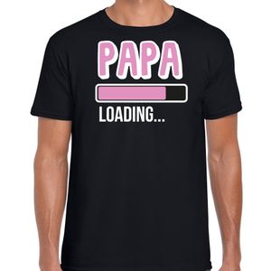 Cadeau t-shirt aanstaande papa - papa loading - zwart/roze- heren - Vaderdag/verjaardag