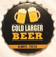 Cold Lager Beer Always Fresh Flessendop Metalen Bord 40 cm