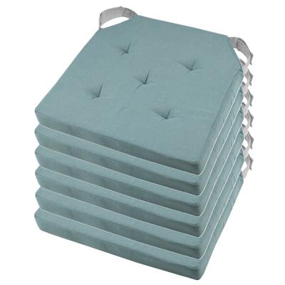 Stof Textile stoelkussen DUO - 6x - jade groen - 38 x 38 x 4 cm - klittenband sluiting