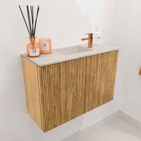 Toiletmeubel Mondiaz Joya Dlux | 60 cm | Meubelkleur Oak | Faye wastafel Ostra Wasbak Midden | 1 kraangat