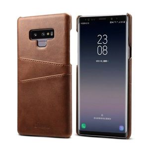 Harde met pu leer bekleed Galaxy Note 9 hoesje met ruimte voor 2 pasjes in donker bruin