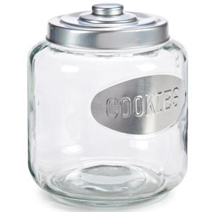 Voorraadpot - 4000 ml - transparant met zilver deksel - 19 x 19 x 22,5 cm - glas