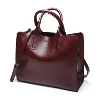 Lederen handtassen Big Women zak Casual vrouwelijke tassen Trunk Tote schoudertas dames grote Bolsos kleur: koffie