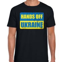 Hands off Ukraine t-shirt zwart heren - Oekraine shirt met Oekraiense vlag