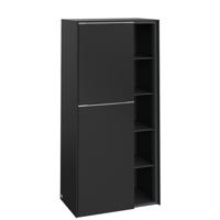 Villeroy & Boch Subway 3.0 Badkamerkast - 60x35x120cm - 2 linksdraaiende softclose deuren - 5 open vakken - aluminium glanzende greep - spaanplaat - volcano black c59800vl Villeroy & Boch Subway 3.0 Badkamerkast - 60x35x120cm - 2 linksdraaiende softclose deuren - 5 open vakken - aluminium glanzende greep - spaanplaat - volcano black c59800vl