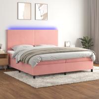 Boxspring met matras en LED fluweel roze 200x200 cm