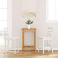 Barkrukken 2 st massief hout rubber wit