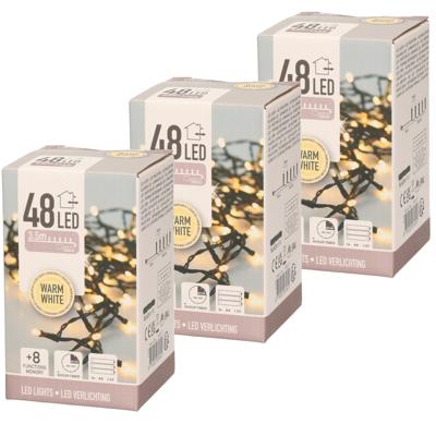 Kerstverlichting - 6x - op batterij - warm - wit - 48 lampjes - 4 meter