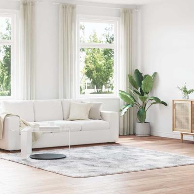 Hoogpolig vloerkleed NAVARRA 240x240 cm polyester lichtgrijs