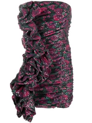 ROTATE BIRGER CHRISTENSEN robe froncée à sequins - Rose