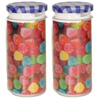 Weckpot/inmaakpot Classic - 2x - 550 ml - kunststof - draaideksel - blauw - D7 x H16 cm - thumbnail