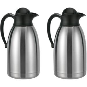 Thermoskan - 2x stuks - 2 liter - RVS - isoleerkan - warme/koude dranken - koffiekan/theekan