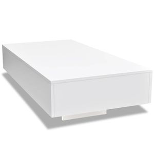 The Living Store Salontafel - rechthoekig - hoogglans - wit - 115x55x31 cm