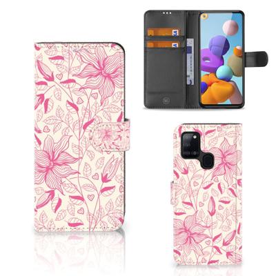 Samsung Galaxy A21s Hoesje Pink Flowers