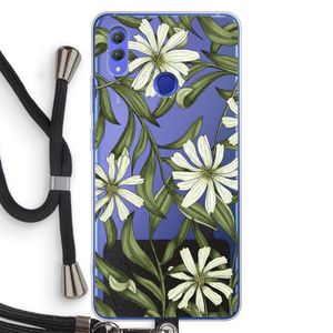 Wit bloemenpatroon: Honor Note 10 Transparant Hoesje met koord