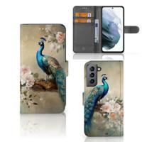 Telefoonhoesje | Met pasjeshouder | voor Samsung Galaxy S21 FE Vintage Pauwen