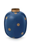 Pip Studio Vaas Metaal Stippen Navy/Goud 32cm