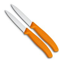 Victorinox groente- en schilmesje - oranje - gekarteld - thumbnail