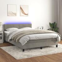 Boxspring met matras en LED fluweel lichtgrijs 140x200 cm