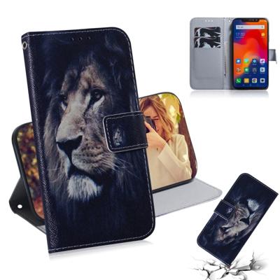 Leeuw patroon gekleurde tekening horizontale Flip lederen case voor Xiaomi Redmi opmerking 6/Redmi opmerking 6 Pro met houder & card slots & portemon