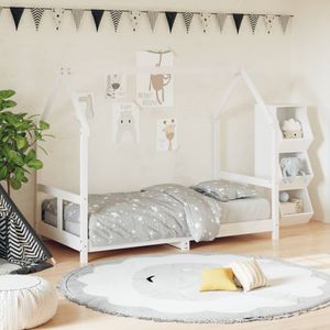 Kinderbedframe 80x160 cm massief grenenhout wit