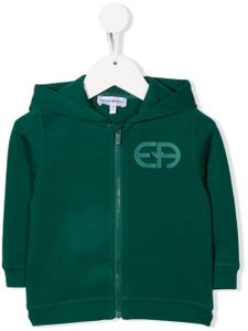 Emporio Armani Kids hoodie zippé à logo imprimé - Vert