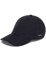 Zegna casquette en lin à plaque logo - Bleu - thumbnail