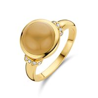Ring Ronde Steen geelgoud-citrien-diamant 0,08ct h si geel-wit