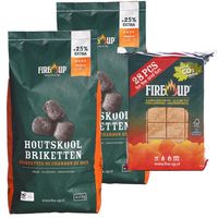 BBQ starterspakket - houtskool briketten 10 kilo - barbecue aanmaakblokjes 28x