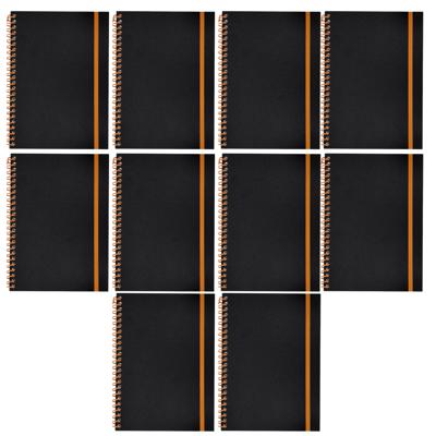 Notitieboekje Bilbo - 10x - A5 formaat - zwart / oranje - 14 x 21 cm ? flexibele kaft ? lijntjes sch