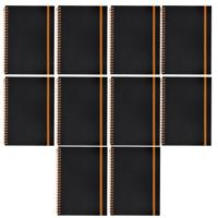 Notitieboekje Bilbo - 10x - A5 formaat - zwart / oranje - 14 x 21 cm ? flexibele kaft ? lijntjes sch