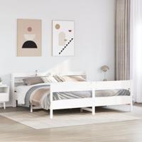 Bedframe zonder matras massief grenenhout wit 180x200 cm