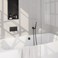 Inbouwthermostaat set Brauer Black Edition Met Drukknoppen Incl Baduitloop en Afvoer Mat Zwart(Keuze Handdouche)