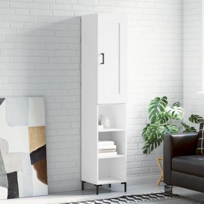 Hoge kast 34,5x34x180 cm bewerkt hout wit