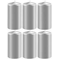 Enlightening Candles Cilinder stompkaars - 8x - zilver - D6 x H10 cm - 36 branduren