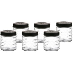 Voorraadpot/bewaarpot Roma - 6x - 500 ml - glas - zwart - D12 x H12 cm