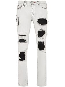 Philipp Plein jean skinny à effet délavé - Blanc