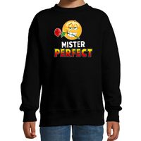 Funny emoticon sweater Mister perfect zwart kids - thumbnail