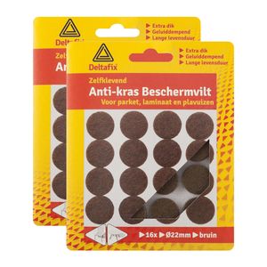 Anti-krasvilt - 32x - bruin - 22 mm - rond - zelfklevend - meubel beschermvilt